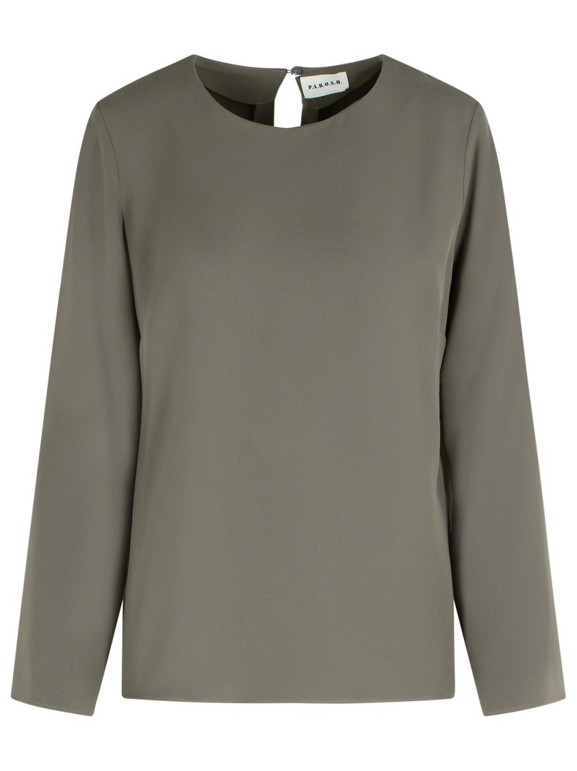 P.a.r.o.s.h Poker Polyester Blouse Round Neck Keyhole In Gray