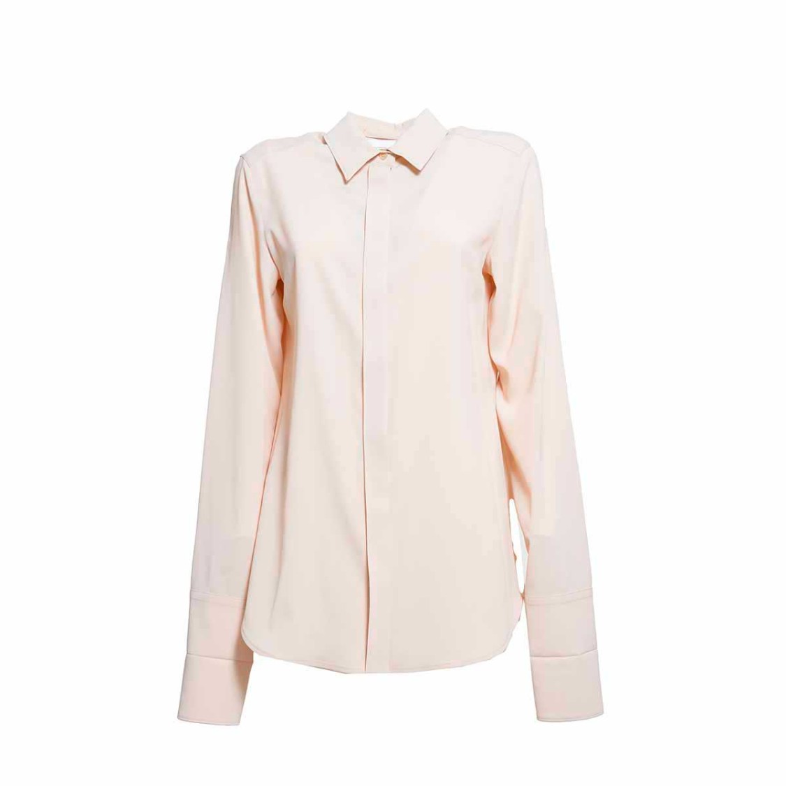Sportmax Silk-blend Classic Shirt With Notched Collar In Neutral