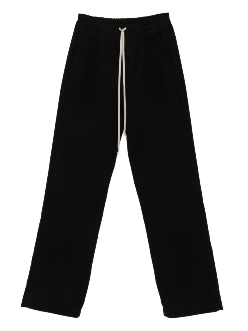 Rick Owens Relaxed Fit Black Trousers With Drawstring Waistband In Black