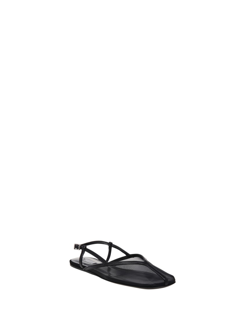 Ami Alexandre Mattiussi Mesh Square Toe Strappy Flat Sole Sandals In Multi