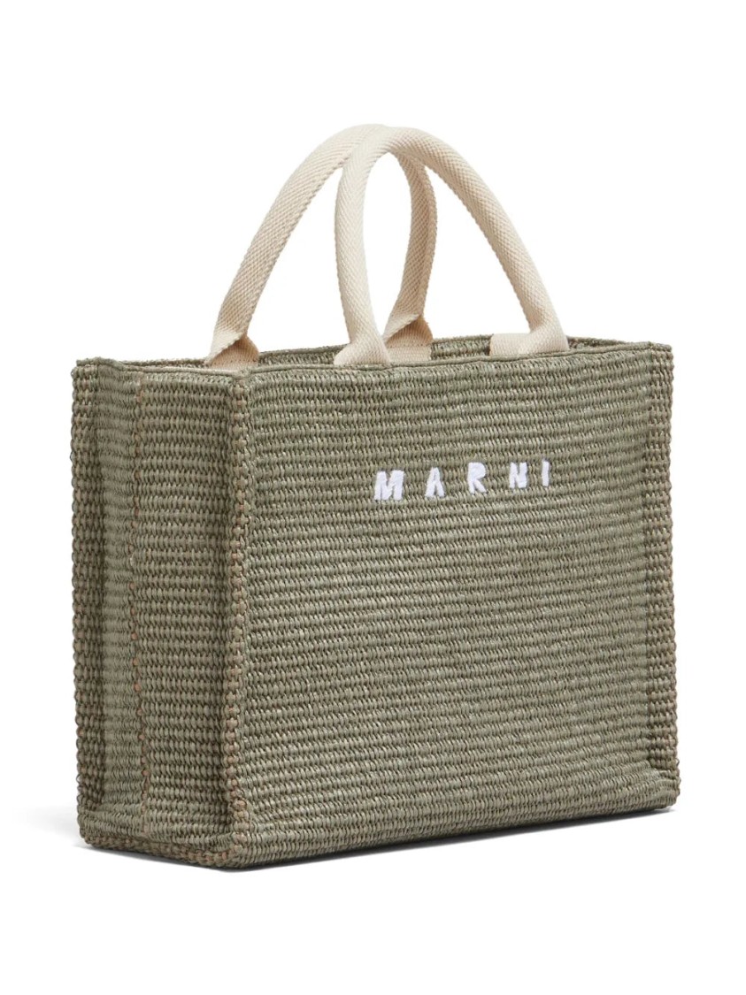 Shop Marni Small Raffia Tote Bag