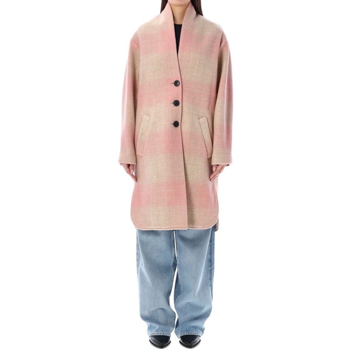 Isabel Marant Étoile Gabriel Check Coat In Pink