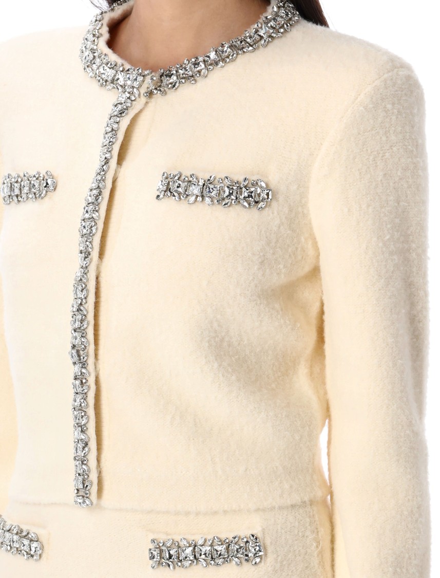 Shop Self-portrait Soft Knit Cardigan In Neutrals