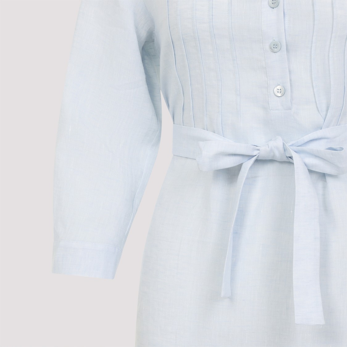 Peserico Chemisier Linen Midi Shirt Dress In Blue