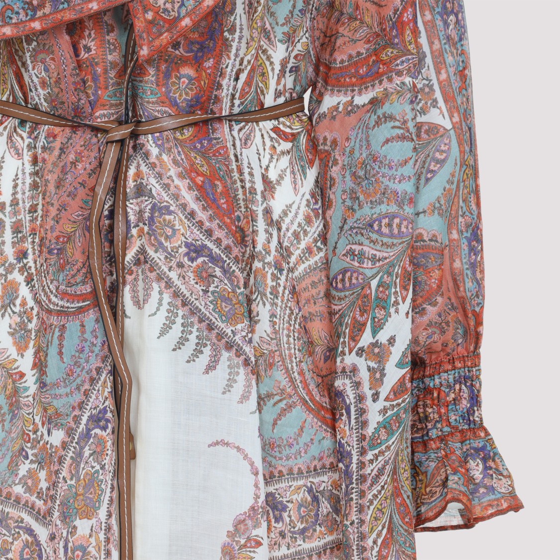 Zimmermann Womens Rhiannon Floral Woven Midi Dress Cream Paisley