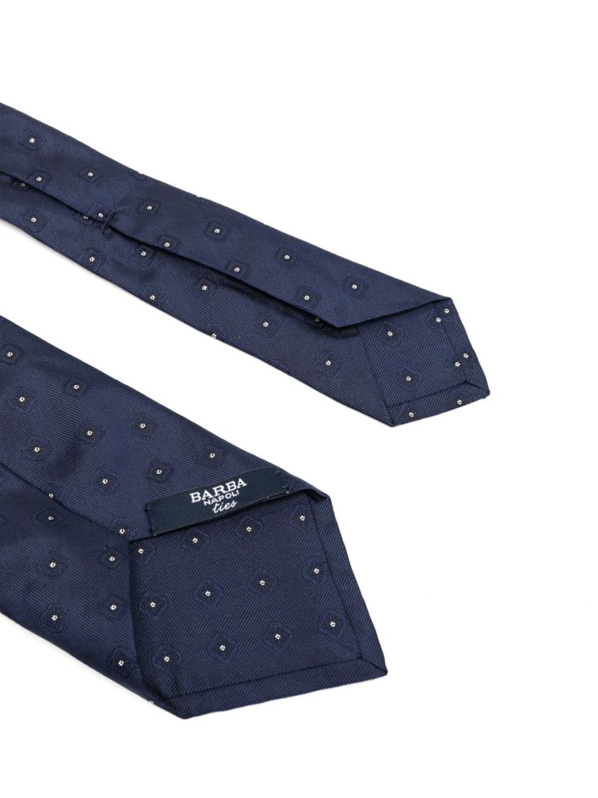 Barba Napoli Barba Blue Tie With Subtle Polka Dot Pattern In Black