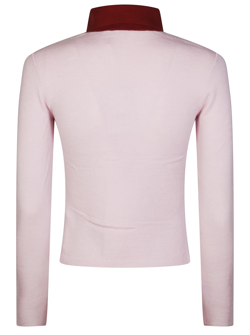 Self-portrait Wool Cardigan With Contrasting Collar In Pink