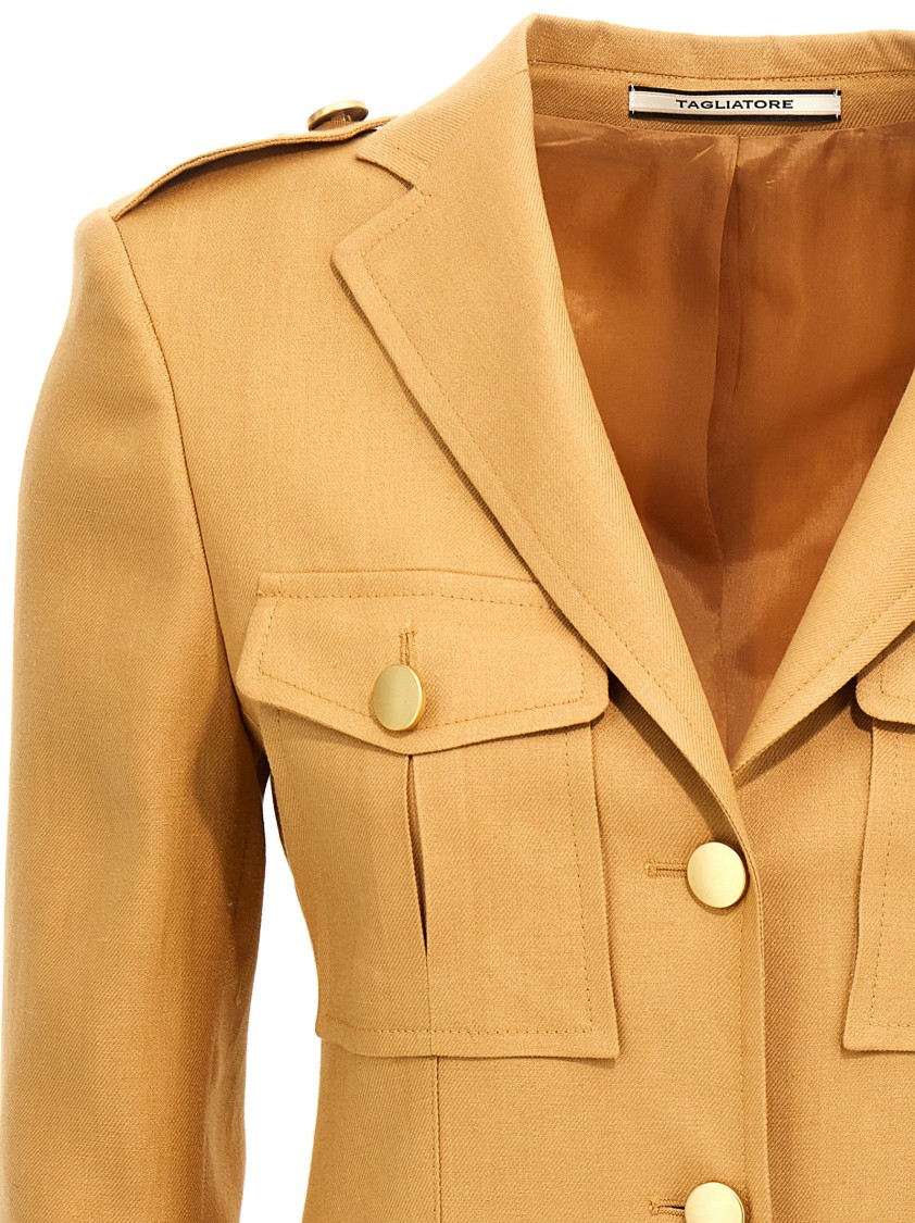 Tagliatore 'giamila' Blazer With Epaulettes And Flap Pockets In Yellow