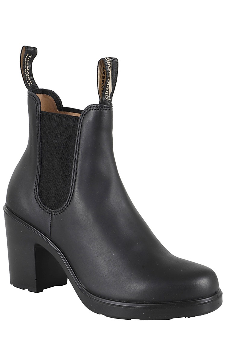 Blundstone Black Water-repellent Leather Ankle Boots With Logo Tab In Black