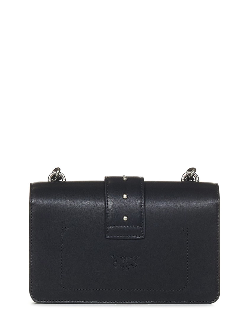 Shop Pinko Mini Black Soft Silky-feel Leather Shoulder Bag