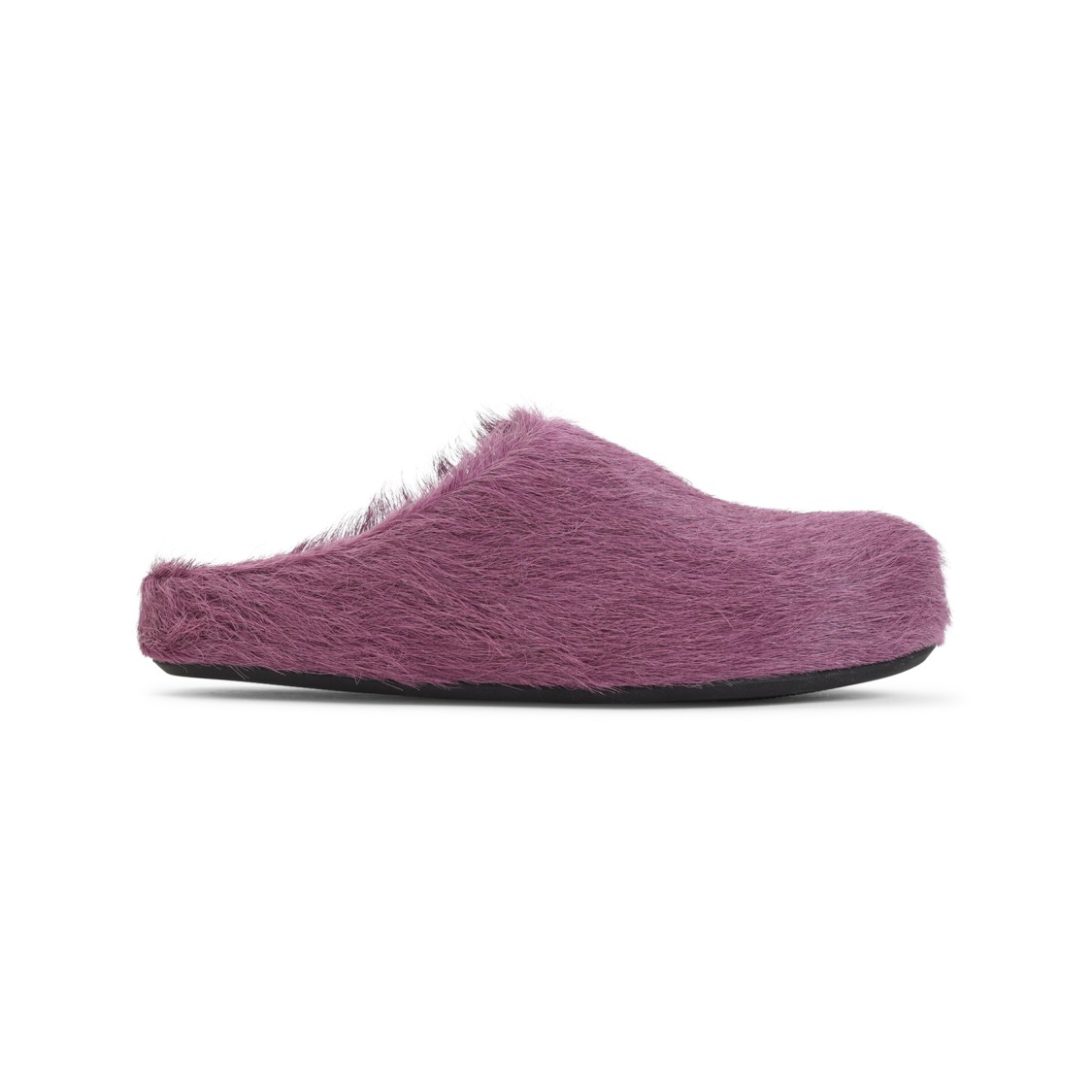 Marni Prune Violet Calf Hair Fussbett Mules In Burgundy