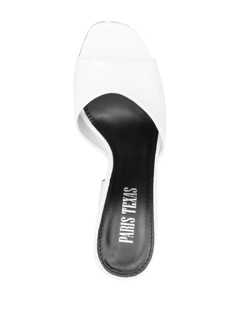 Paris Texas Open-toe Mules With Mid-height Block Heel In White