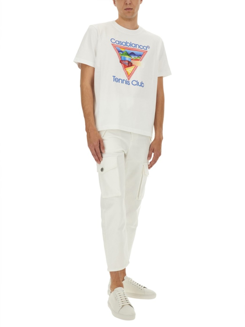 Casablanca Cotton Crew Neck T-shirt With Graphic Print