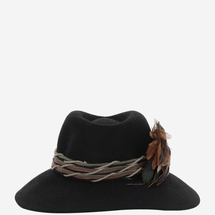 Alexia Alvarez De Toledo Wide Brim Wool Hat With Feather