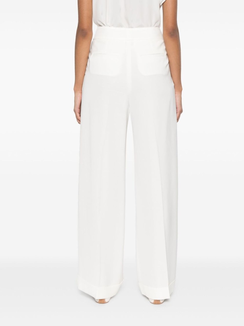 Peserico Pleated Wide-leg Trousers With Hidden Front Closure In White