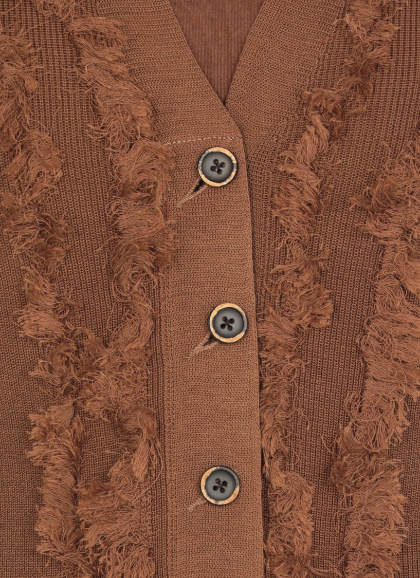 Uma Wang Fringe-detail V-neck Cotton Cardigan