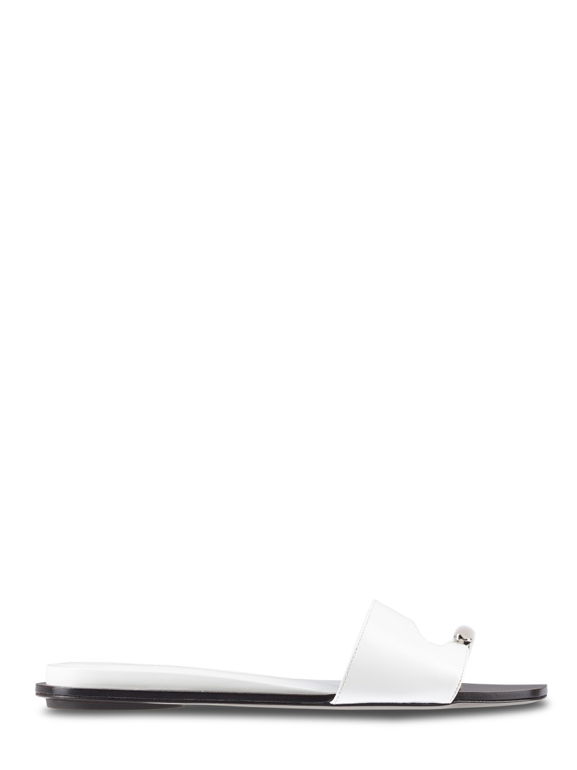 Tory Burch Pierced Leather Slide Shoes With Minimalist Silhouette In Red