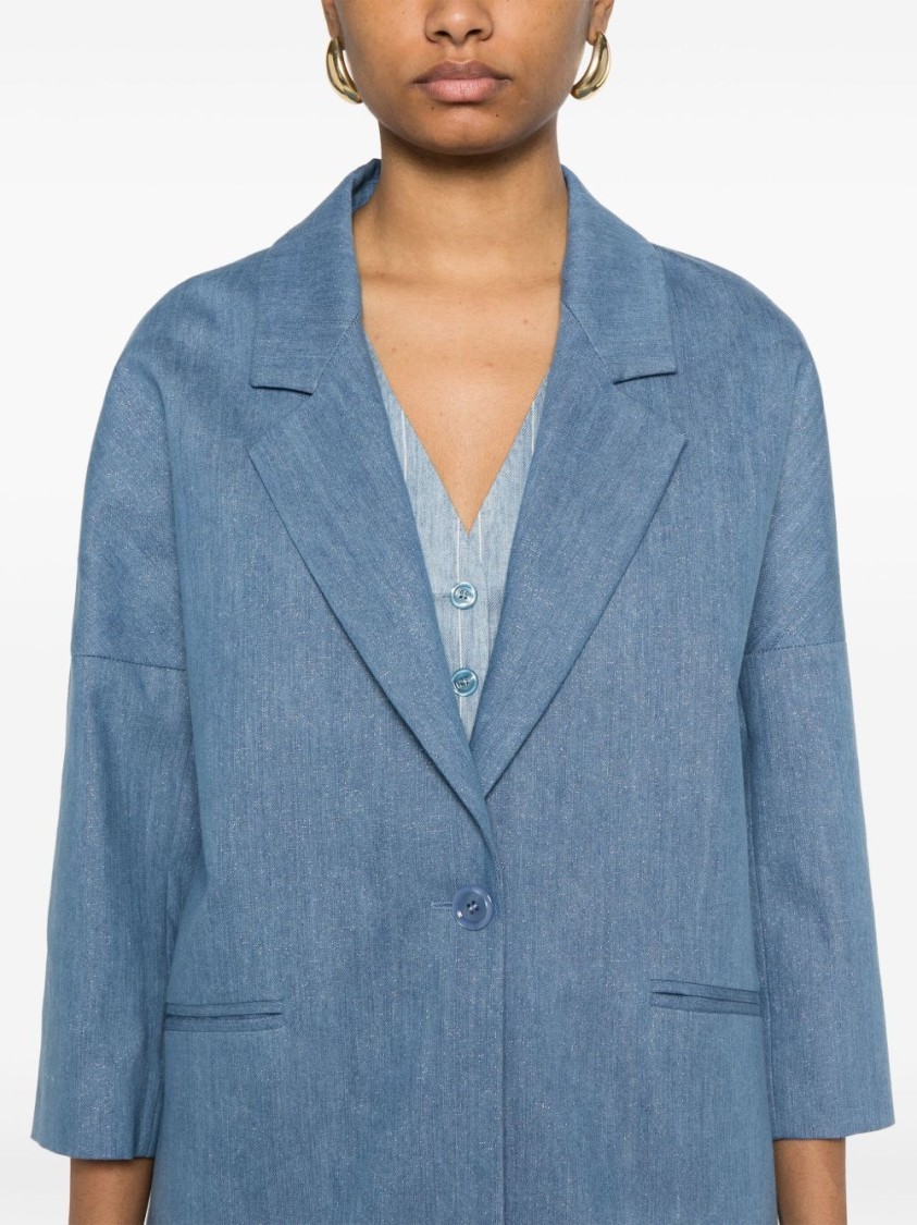 Tagliatore Single Button Blue Coat With Relaxed Silhouette In Blue