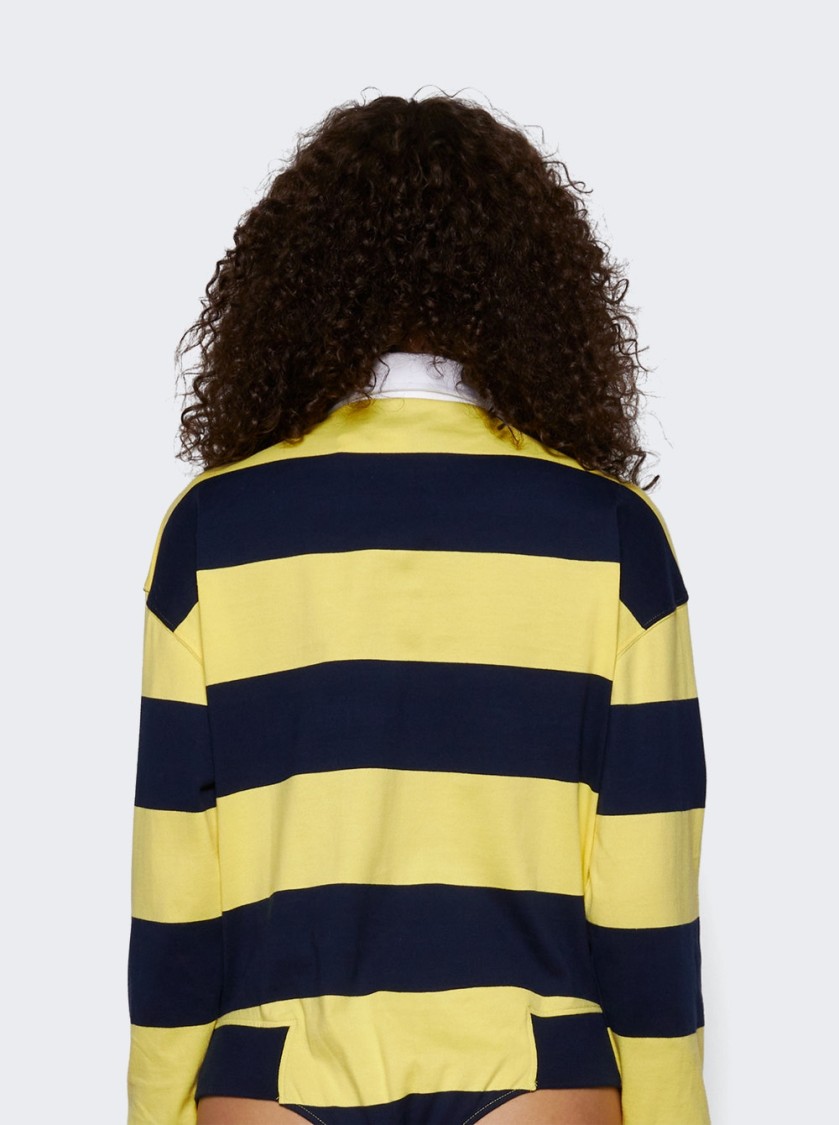 Shop Coperni Striped Polo Bodysuit Yellow And Blue