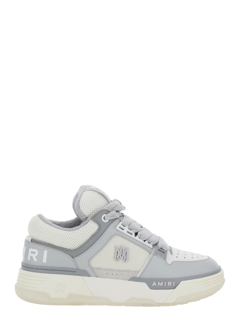 Amiri Grey Low Top Sneakers With Logo Detail In Tech Fabric And Leather Man In Grey