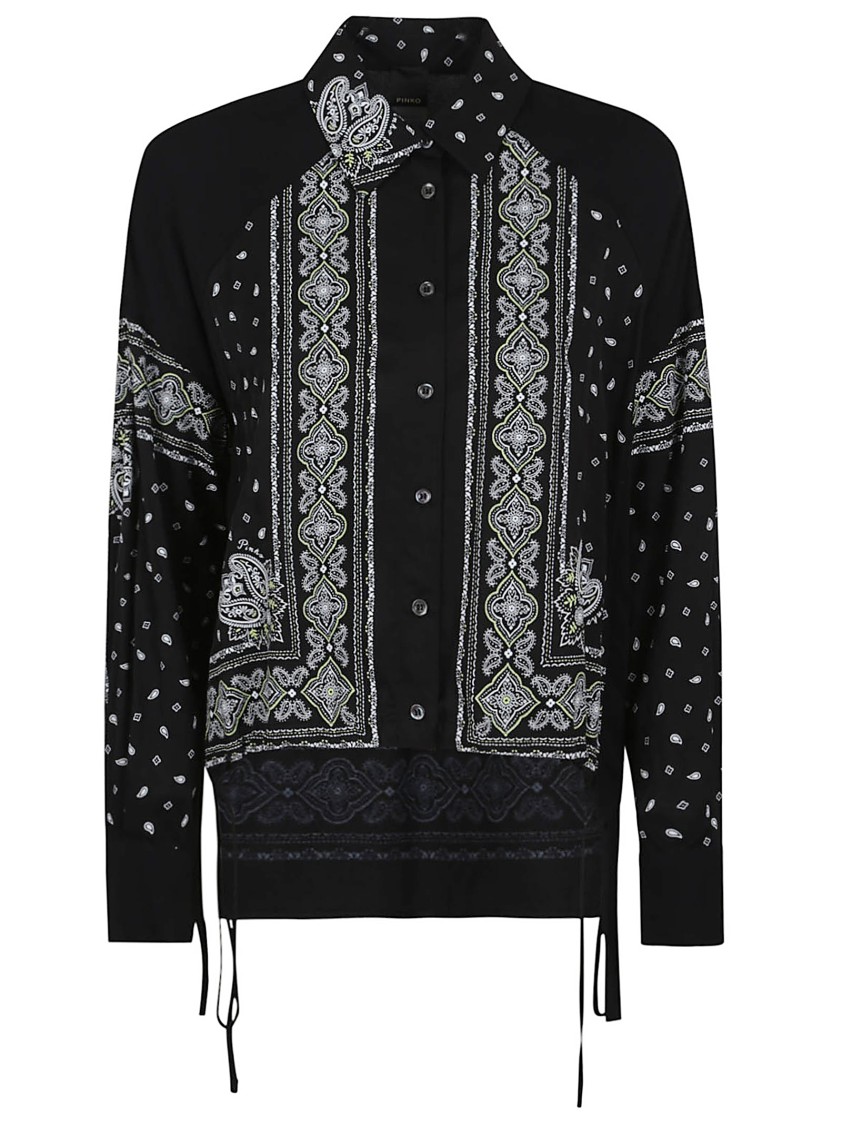 Shop Pinko Bandana Print Button-down Shirt With Adjustable Hem