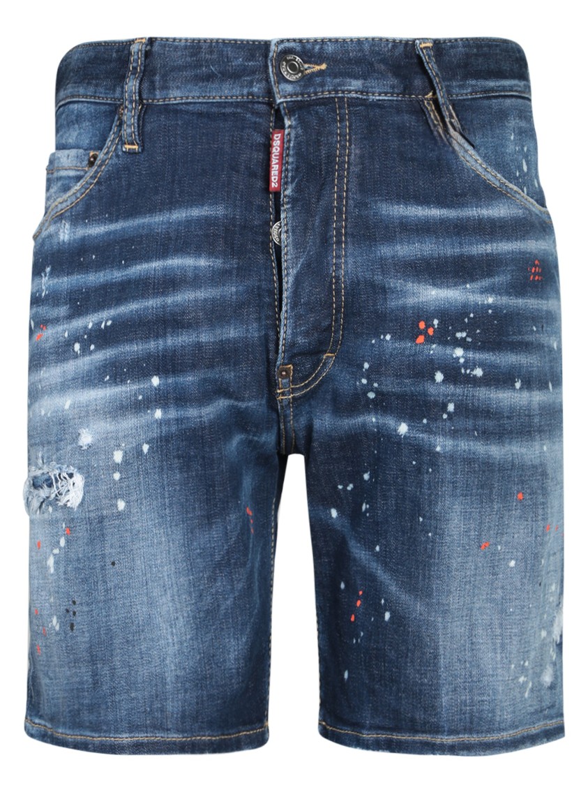 DSQUARED2 DSQUARED2 TAILORED BLUE BERMUDA SHORTS WITH DISTRESSED FINISH