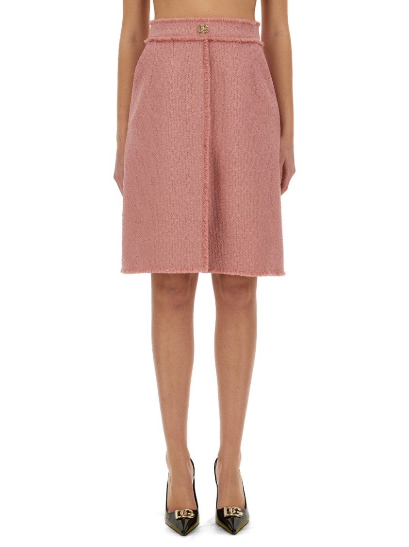 Shop Dolce & Gabbana "rachel" Tweed Midi Skirt In Pink