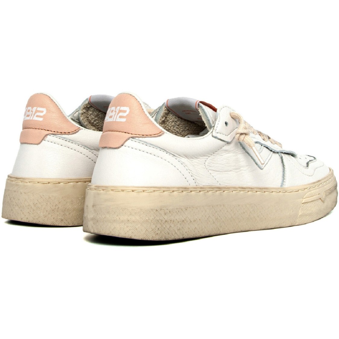 4b12 White Leather Platform Sneakers In White