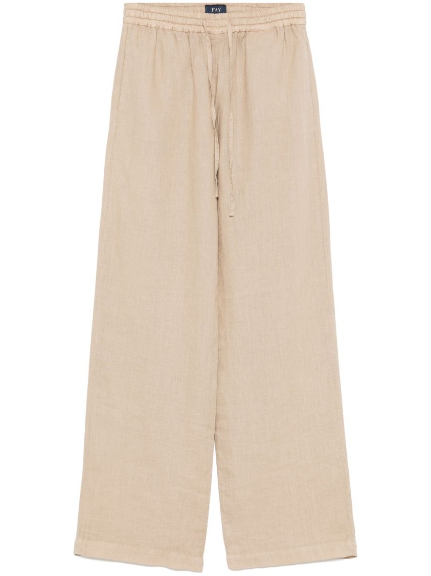 Fay Light Beige Jeans With Elasticated Drawstring Waistband And Functional Pockets