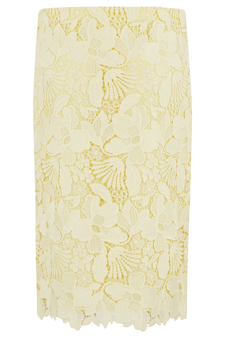 DES PHEMMES DES PHEMMES SIDE SLIT LONGUETTE SKIRT WITH RUFFLED DETAIL