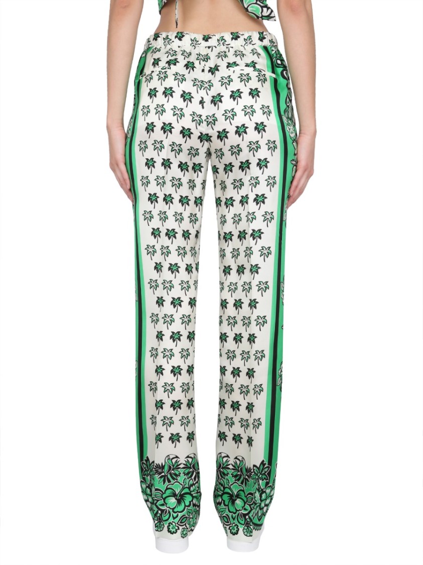 Red Valentino Floral Print Bandana Pants With Elastic Waistband