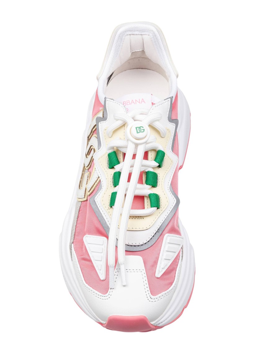 Dolce & Gabbana Daymaster Sneakers In Nylon And Leather Color White And Pink