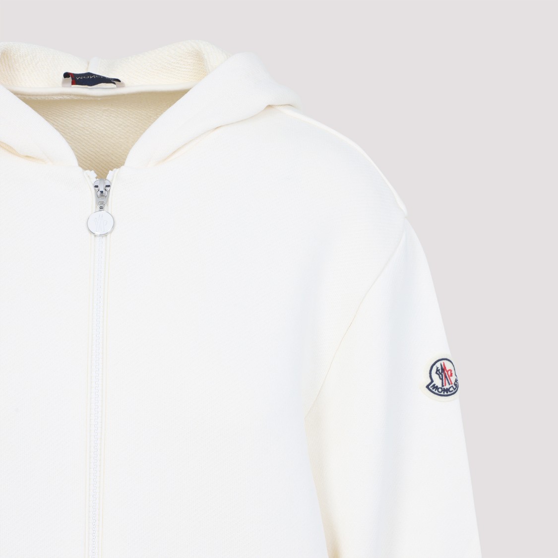 Moncler Cotton Fleece Zip Up Jacket In White
