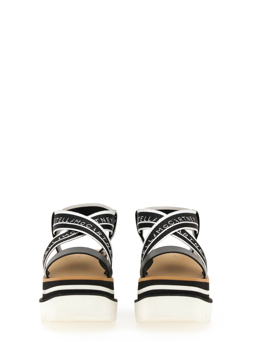 Stella Mccartney Womens Criss-cross Knit Platform Sandals In Black