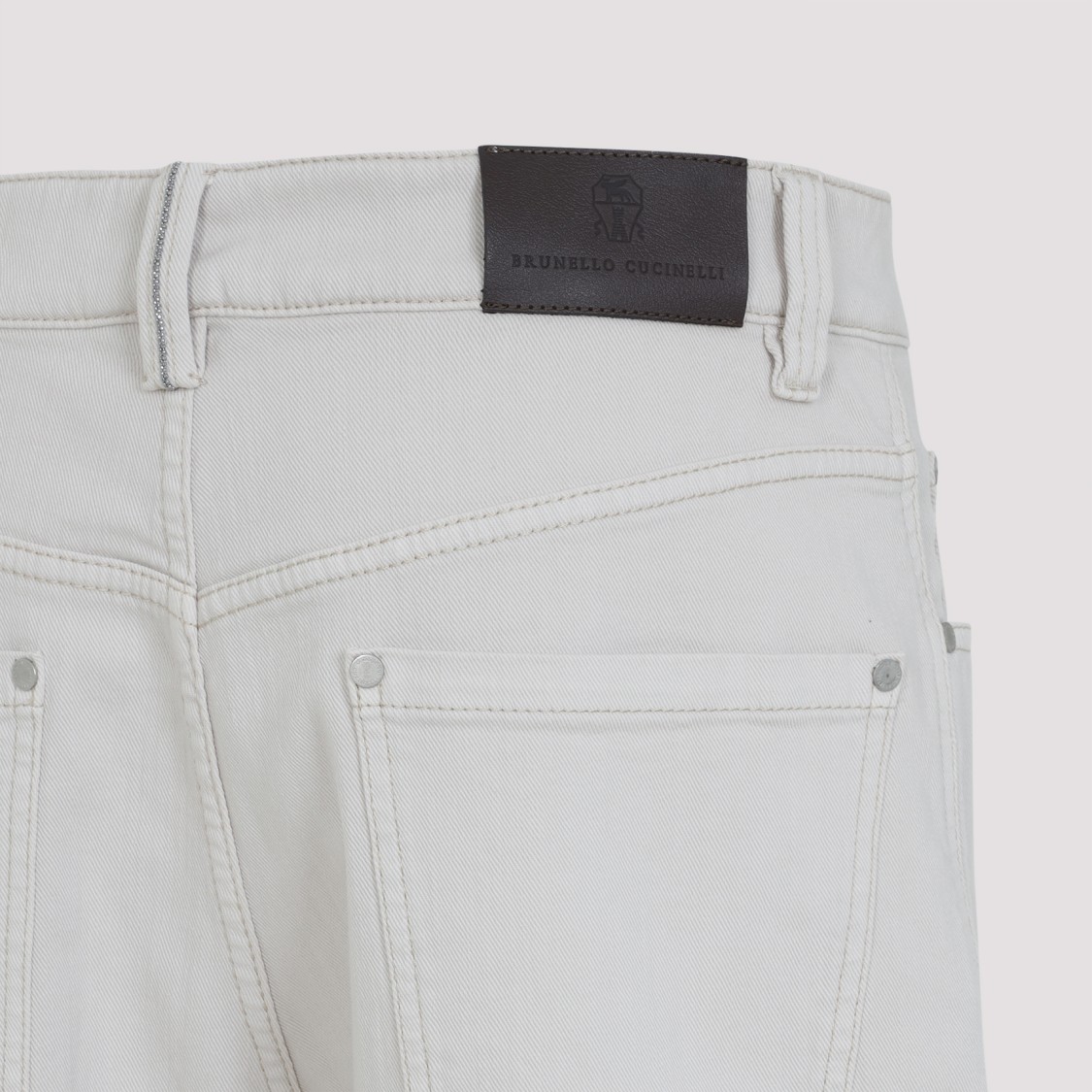 Brunello Cucinelli Garment Dyed Grey Cotton Jeans In White