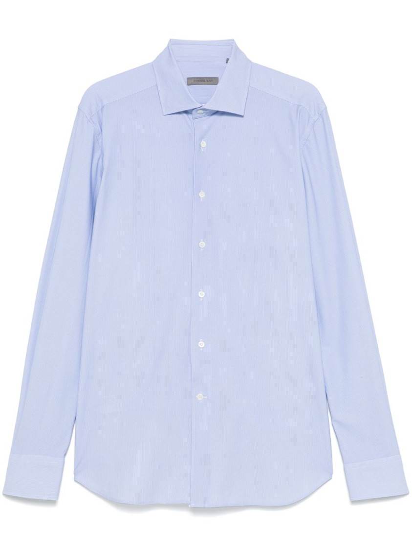 Corneliani Sky Blue Tailored Shirt With Button-down Front In Blue