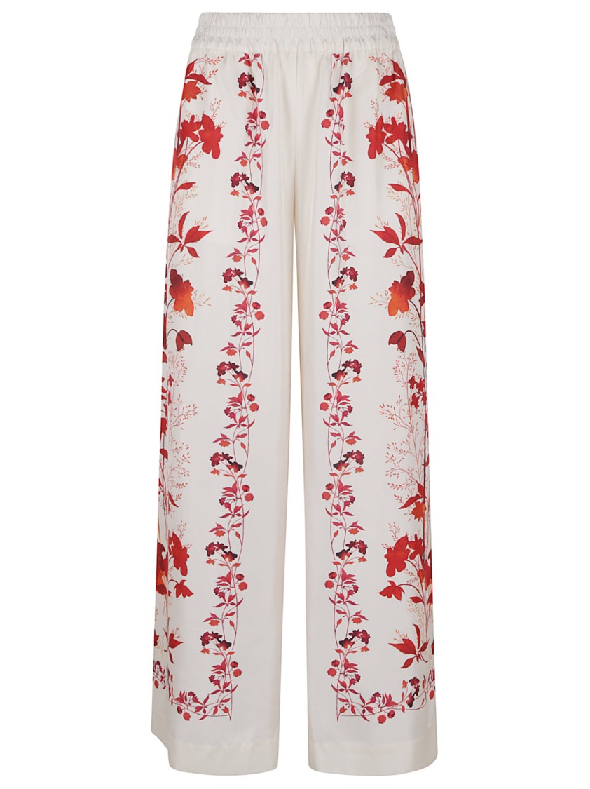 La Doublej La Double J Wide-leg Floral Print Silk Trousers