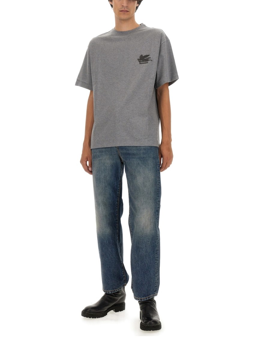 Tシャツ・カットソー ETRO SHIRT WITH PEGASUS EMBROIDERY (WRIA0028 99TR560S8452) Etro T-shirt With Pegasus Embroidery In Grey | ModeSens