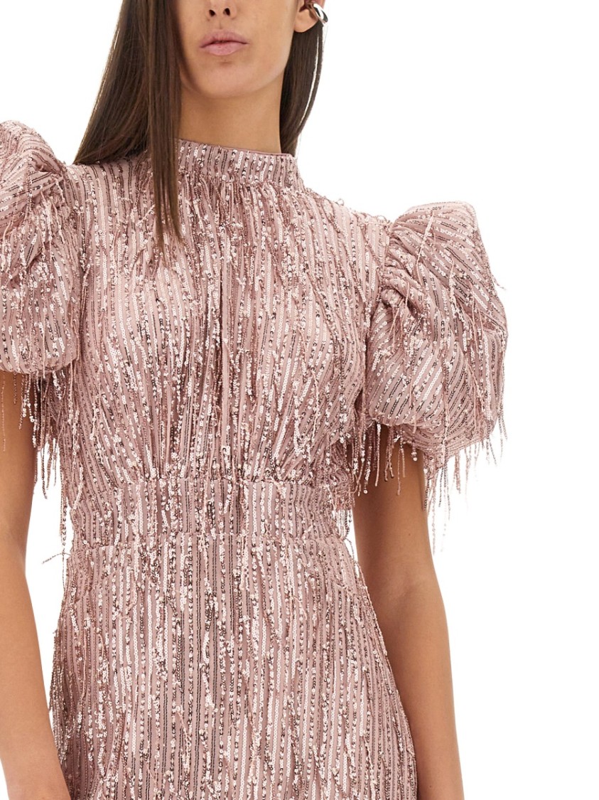 Shop Rotate Birger Christensen Rotate Mini Dress With Bangs In Pink