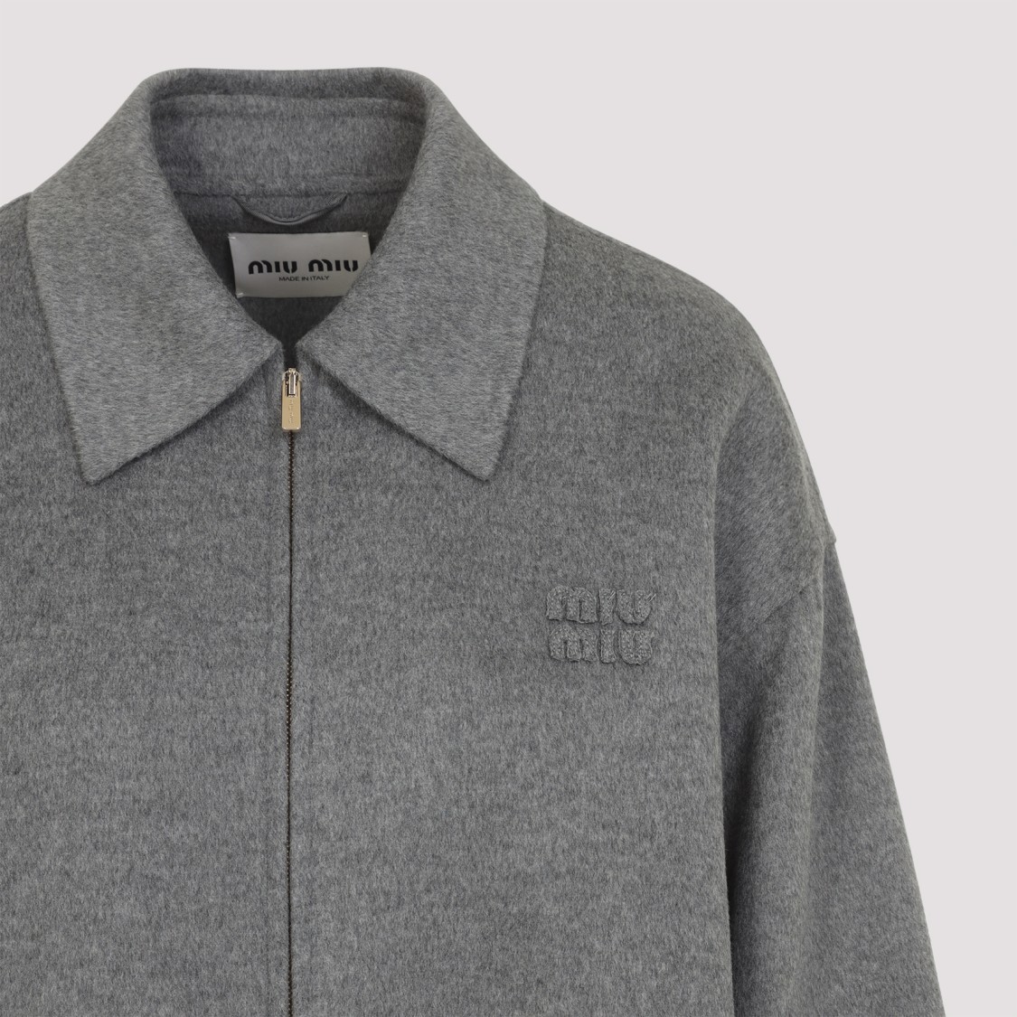 Miu Miu Grey Virgin Wool Blouson In Gray
