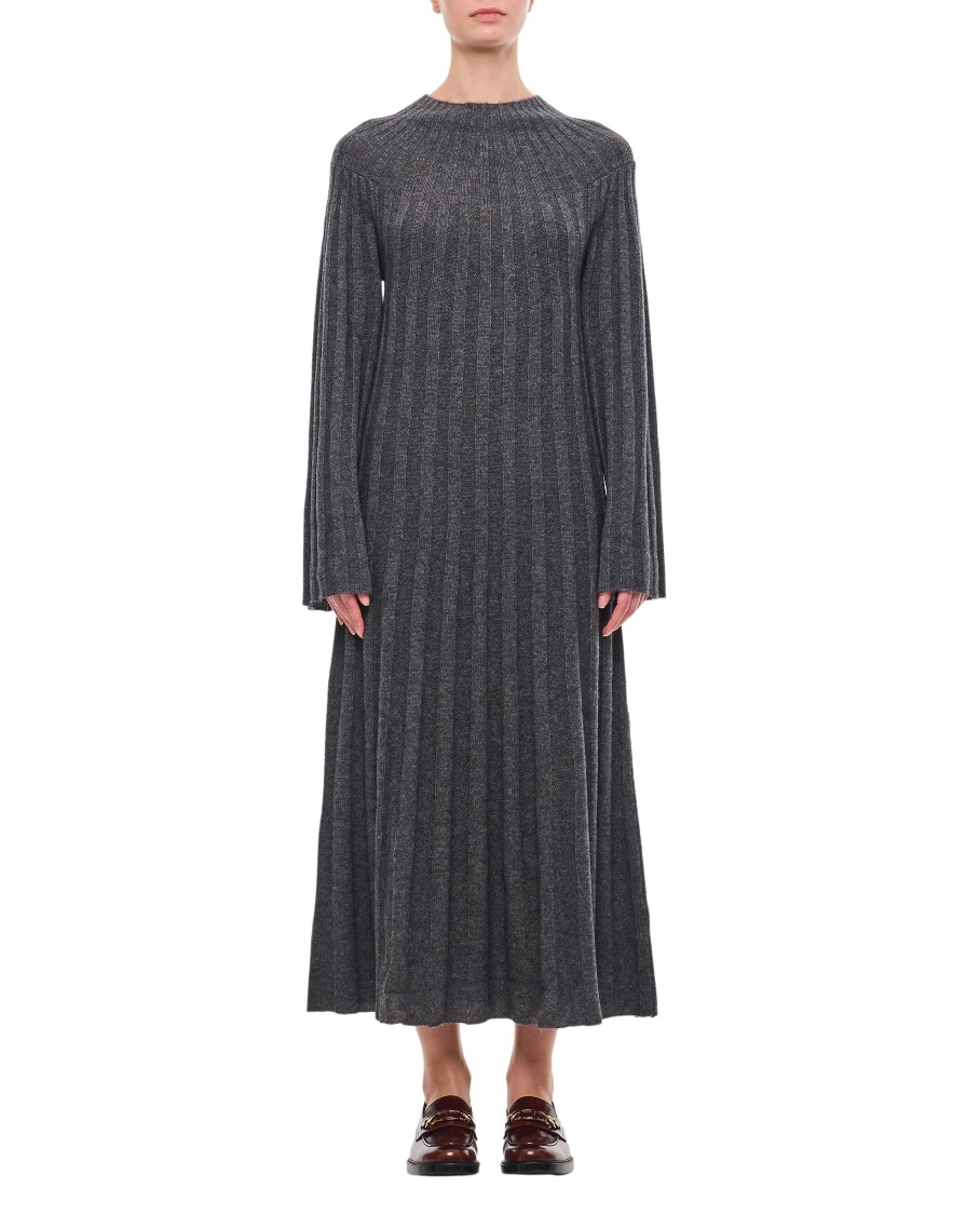 Loulou Studio Long Sleeve Knit Dress In Grey