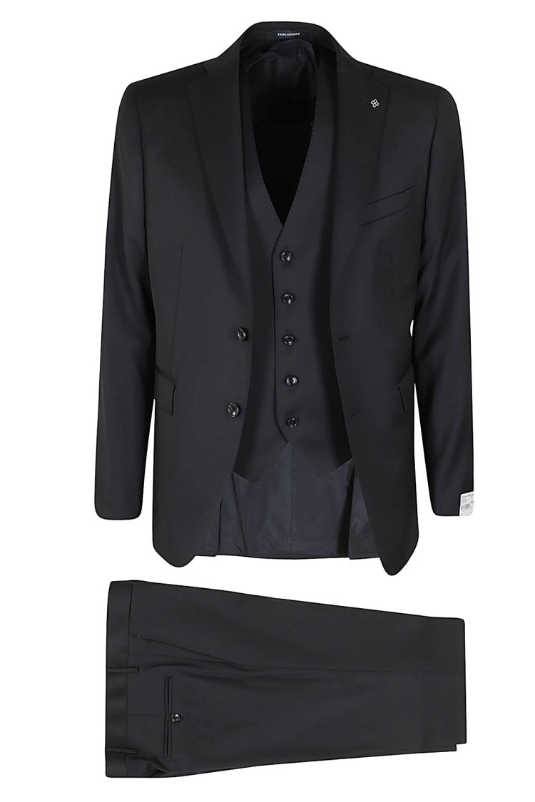 Shop Tagliatore Suit With Naples Vest In Blue