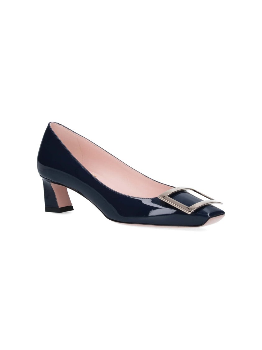 Roger Vivier Blue Patent Slip-on Pumps In Black