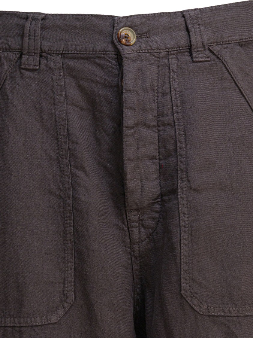 Brunello Cucinelli Linen Trousers With Relaxed Fit In Green