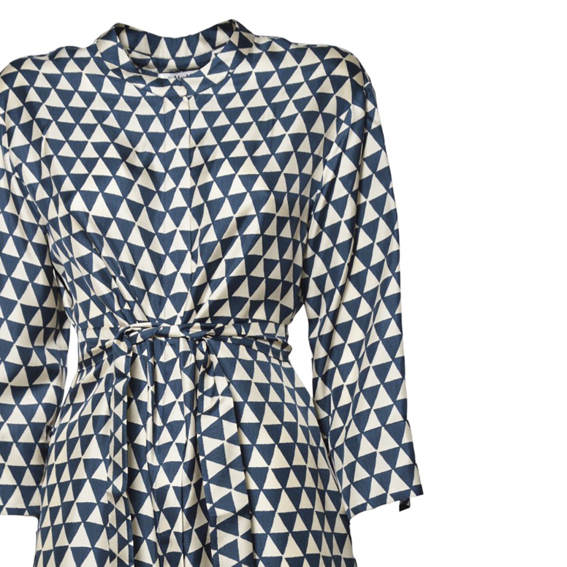 Max Mara Geometric Triangle Pattern Midi Dress With Tie Belt In Black