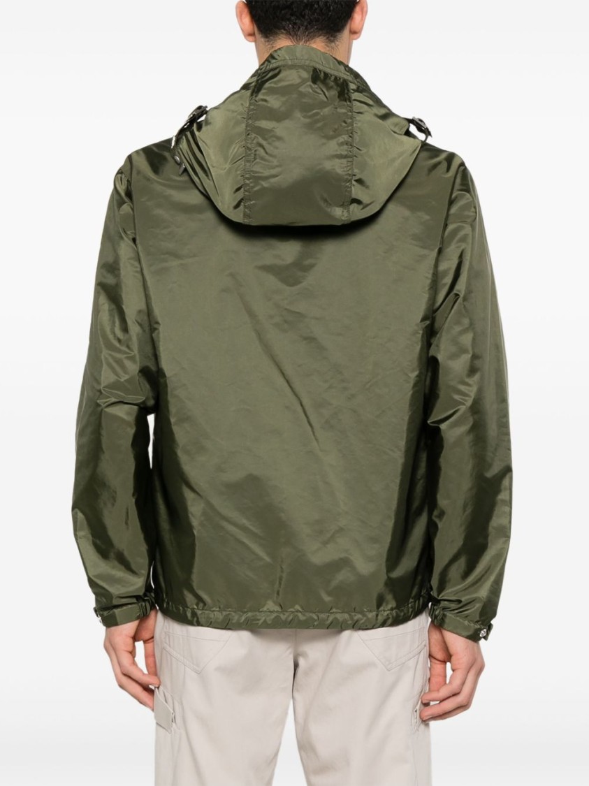 Moncler Lightweight Hooded Windbreaker With Adjustable Cuffs In Green