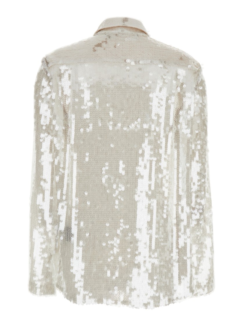 Shop Federica Tosi Metallic Shirt With Mesh Design