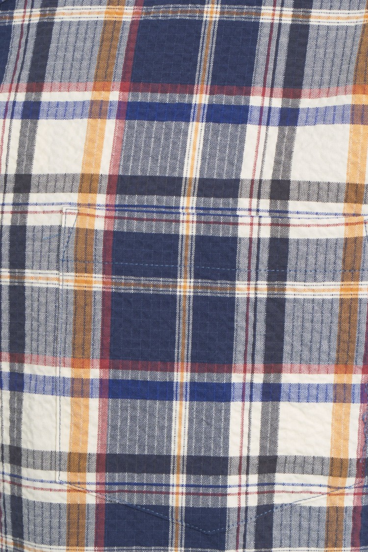 Shop Portuguese Oversized Blue Checked Shirt With Contrasting Stripes