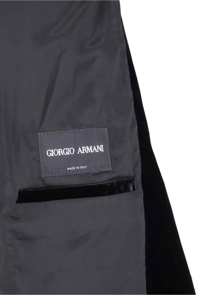 Giorgio Armani Velvet Texture Front Pockets Long Sleeves In Black