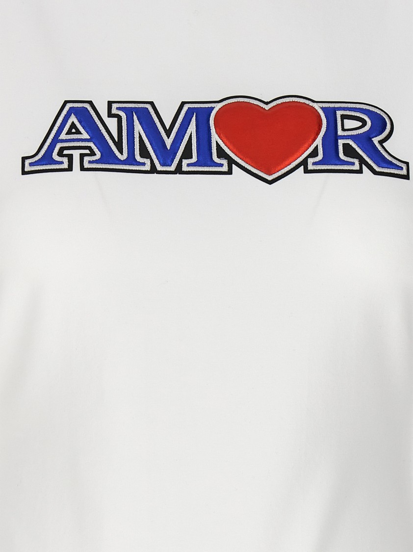 Vetements Love Crew Neck Embroidered Graphic Print T-shirt In White